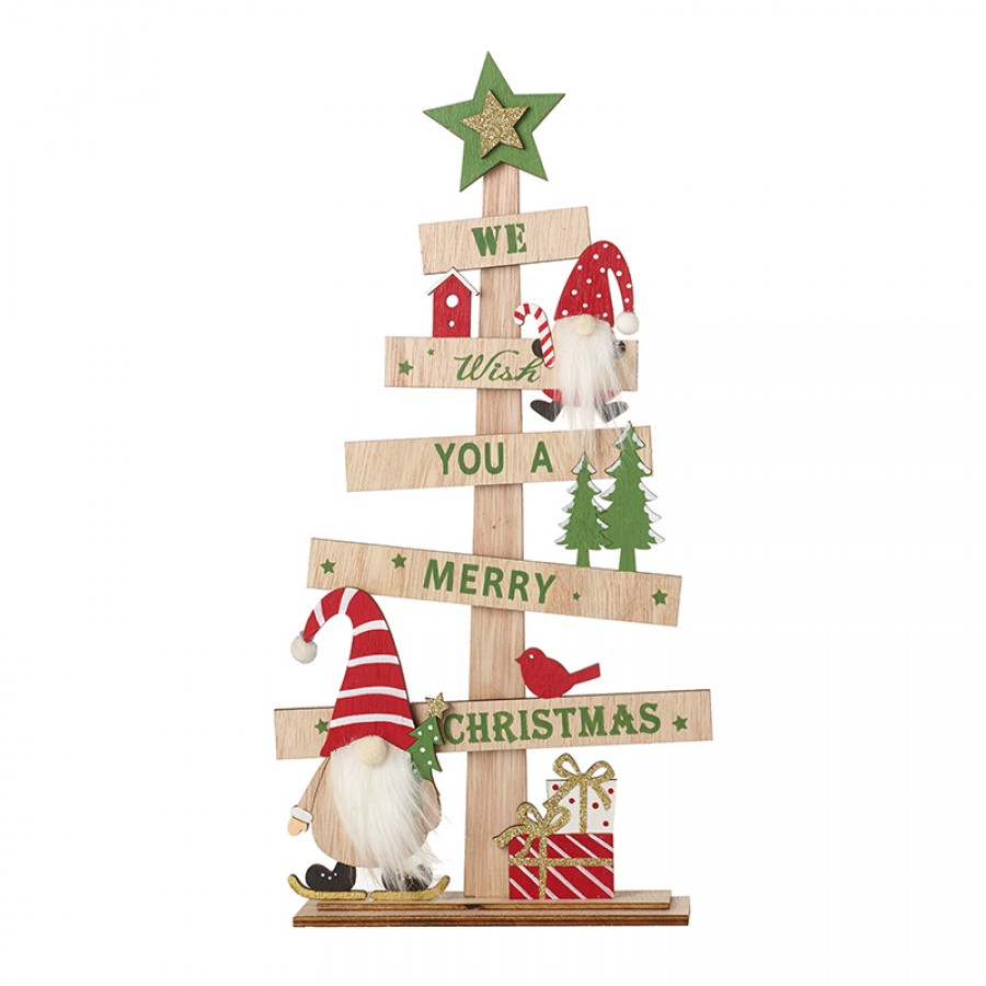 Χριστουγεννιάτικο Διακοσμητικό Δέντρο  Πινακίδα We Wish You A Merry Christmas Ξύλινο CBD-LC2024-TPQ038 Χριστουγεννιάτικα Διακοσμητικά